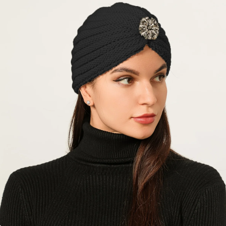 Woolen Turban cap (Black color)