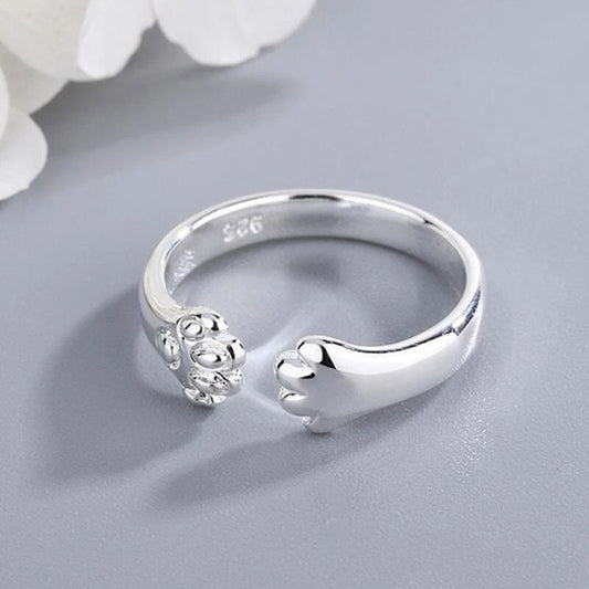 set of four cat paw rings