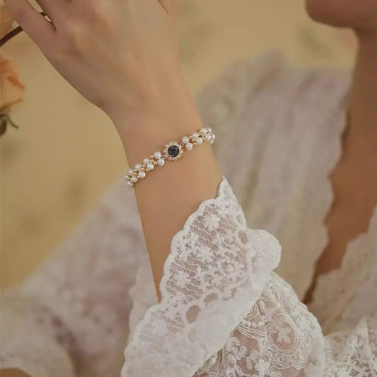 Double-layer natural pearl bead bracelet