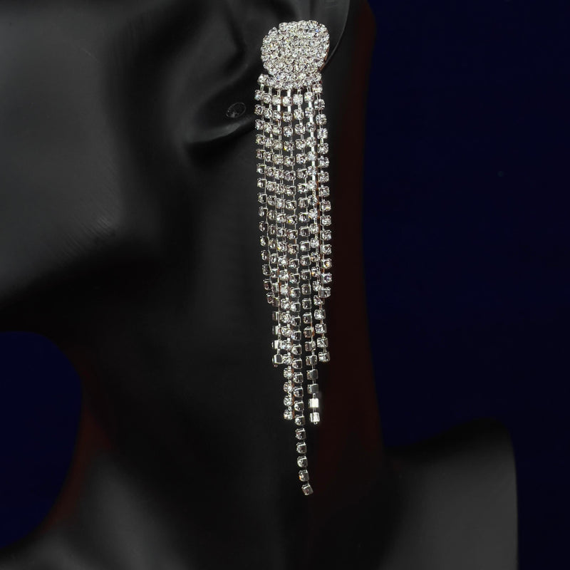 Long Hanging Rhinestone Earrings