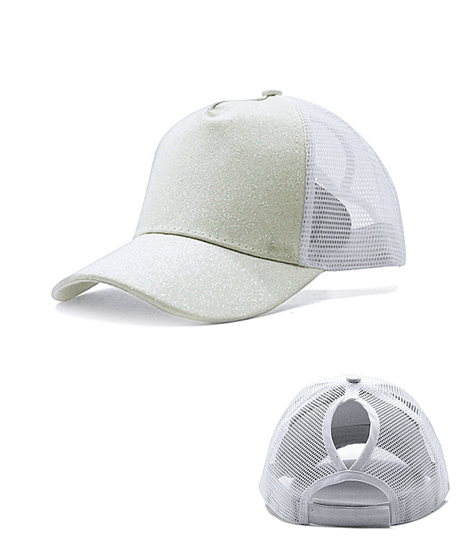 Glitter Ponytail Baseball Cap With Women Snapback Summer Mesh Hat