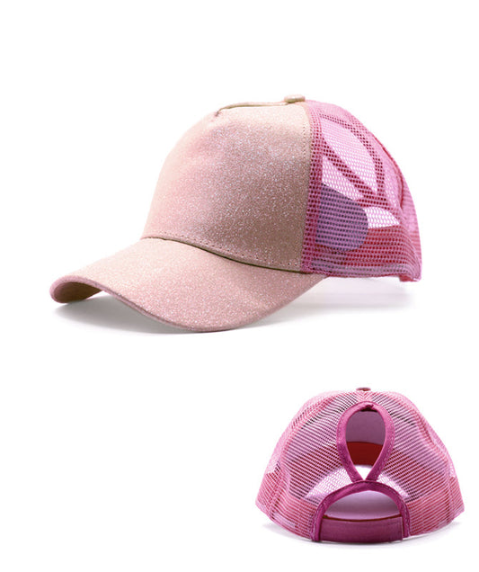 Glitter Ponytail Baseball Cap With Women Snapback Summer Mesh Hat