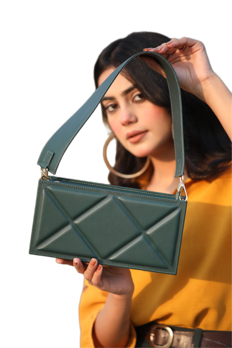 WM  Emerlad Enigma Quilted Box (Leather Bag)
