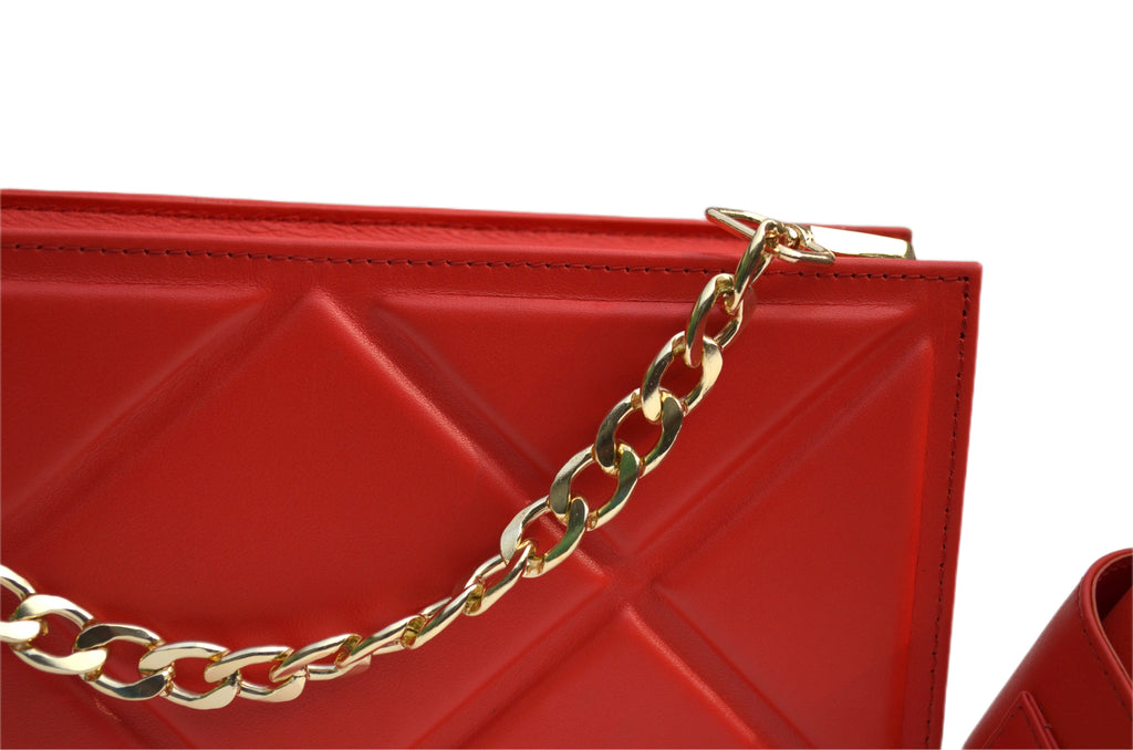 WM Crimsoin Charm Quilted Box (Leather Bag)