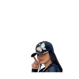 Butterfly Colorful Full Crystal 3D Trucker Hat Cotton Shiny Metal Rings Hip Hop Snapback Cap Summer Cap