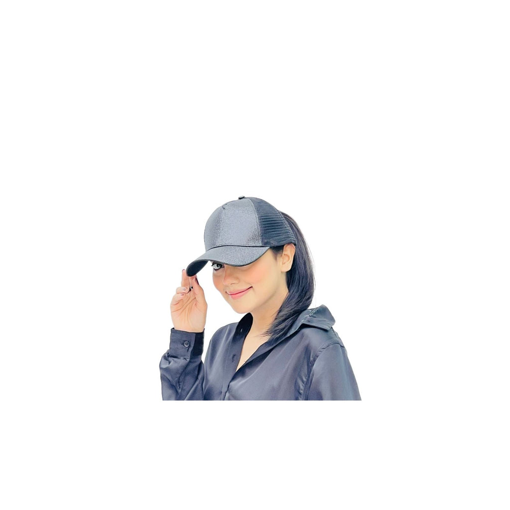 Glitter Ponytail Baseball Cap With Women Snapback Summer Mesh Hat