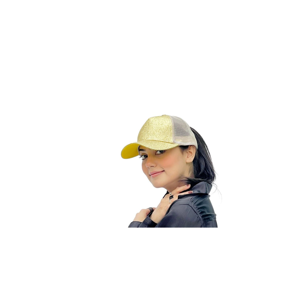 Glitter Ponytail Baseball Cap With Women Snapback Summer Mesh Hat