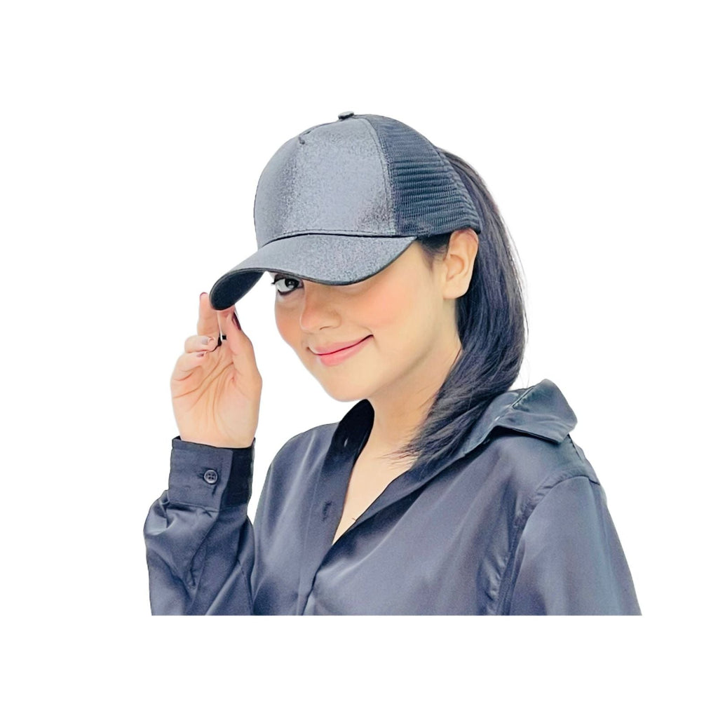 Glitter Ponytail Baseball Cap With Women Snapback Summer Mesh Hat