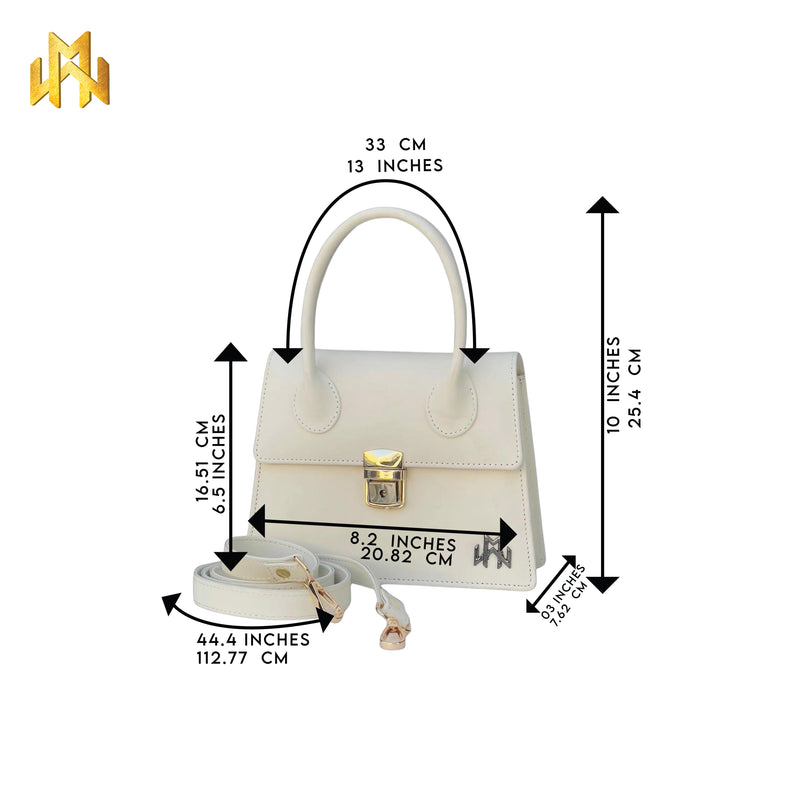 WM Ivory Grace Baguette Leather Bag