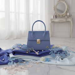 WM Sapphire Elegance Baguette Leather Bag