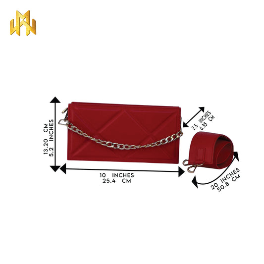 WM  Burgundy Bliss Quilted Box (`genuine Leather Bag)