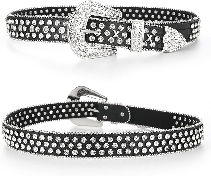 أحزمة الخصر من أحجار الراين للجينز، حزام لامع للنساء، حزام رعاة البقر، حزام تنورة الجينز للنساء المراهقات