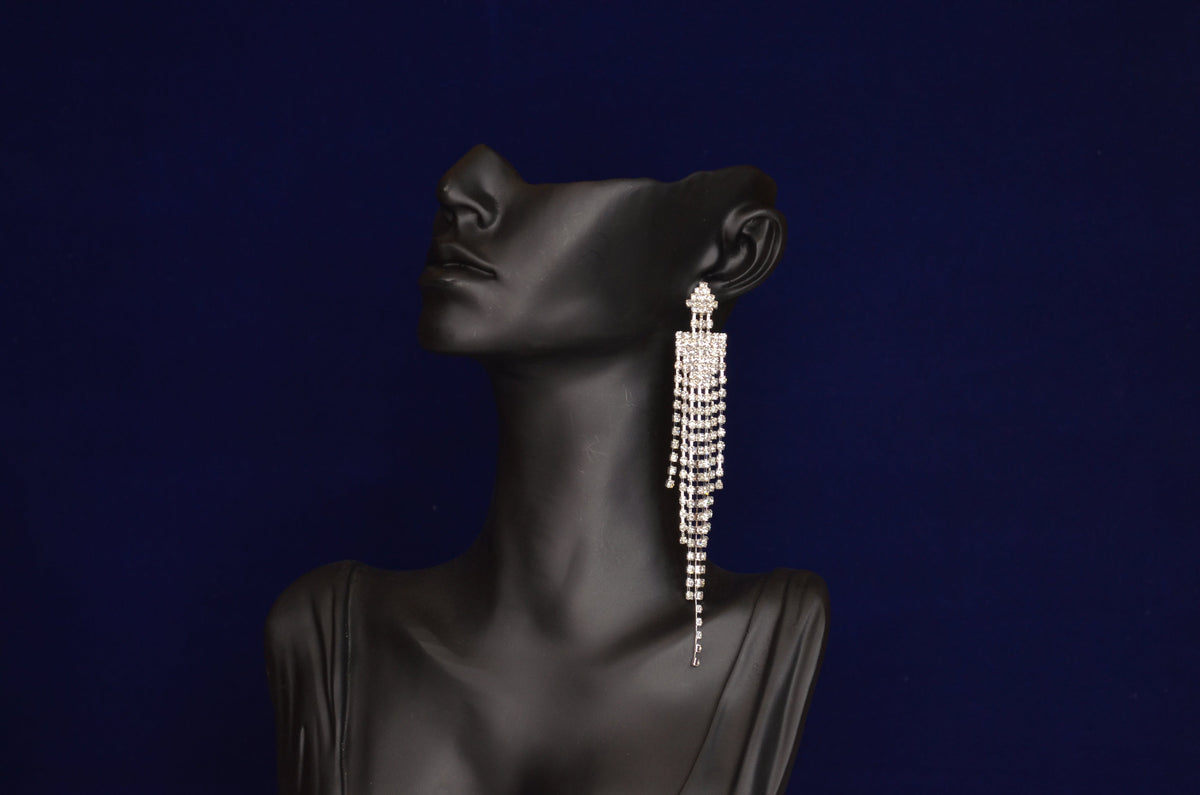 Tassel Long Rhinestone Earrings