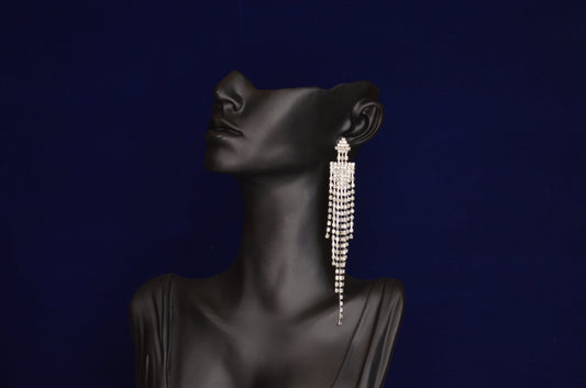 Tassel Long Rhinestone Earrings