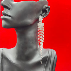 Tassel Long Rhinestone Earrings