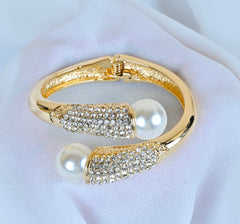 Bracelet manchette en alliage avec strass, bracelet jonc fantaisie.