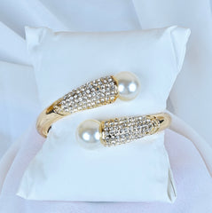 Bracelet manchette en alliage avec strass, bracelet jonc fantaisie.