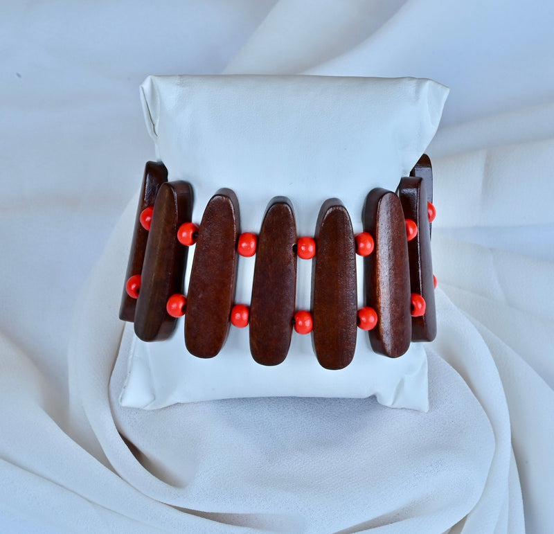 Orange Paparazzi Wood Bracelet