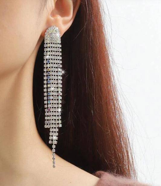 High-Fashion Runway Rhinestone Earrings