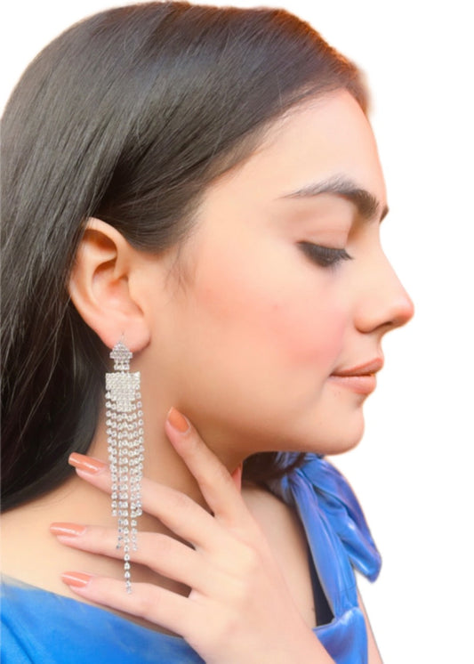 Tassel Long Rhinestone Earrings
