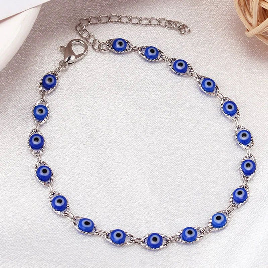 Evil Eye Bracelet for Women Men Girls Stainless Steel