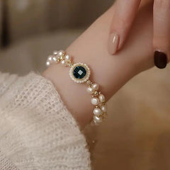 Double-layer natural pearl bead bracelet