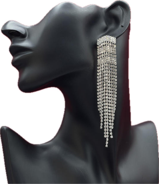 White Sapphire Cut Rhinestone Earrings