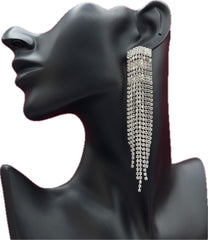 White Sapphire Cut Rhinestone Earrings