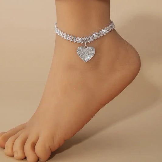 Cubic Zirconia Chain Anklet for Women Fashion Silver Color