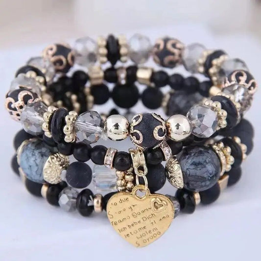 Stackable Bead Bracelets Ladies Mens Stretch Multilayer Bracelet Set