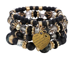 مجموعة أساور متعددة الطبقات من الخرز قابلة للتكديس للسيدات والرجال