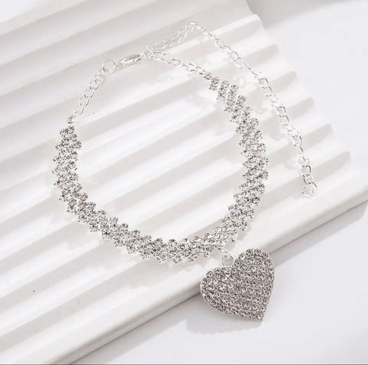Cubic Zirconia Chain Anklet for Women Fashion Silver Color