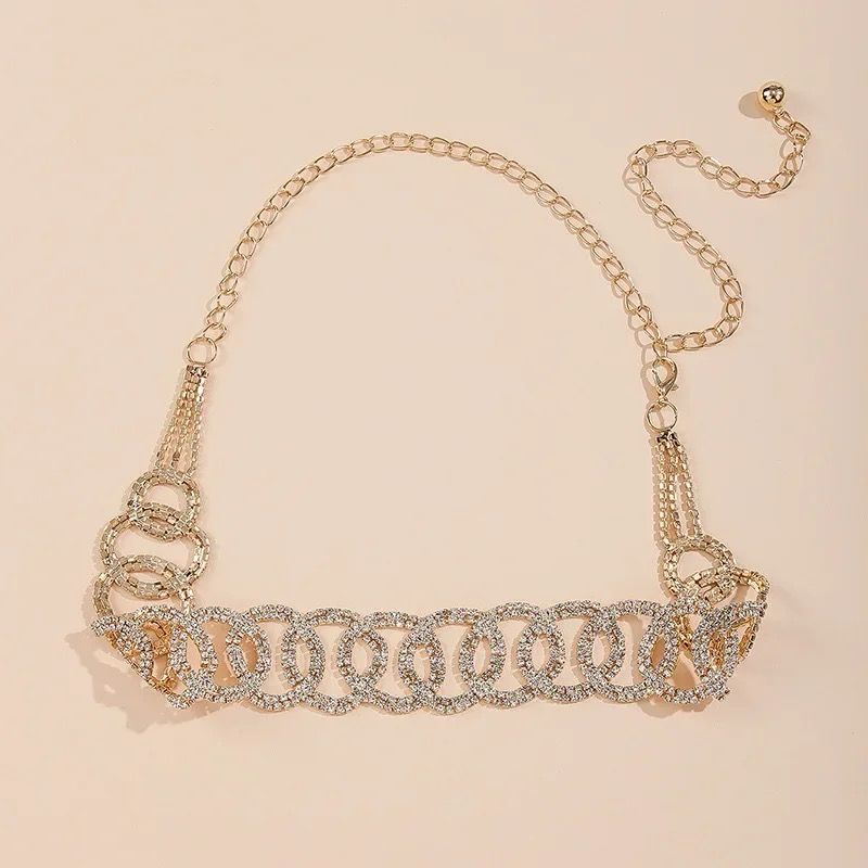 حزام نسائي حزام كريستالي لامع من الألماس 