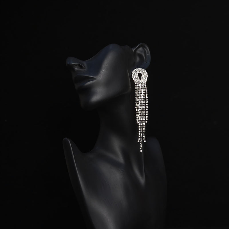 Shining Tussel Rhinestone Earrings