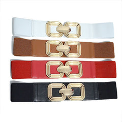 Square Gold Buckle wide stretchable belt