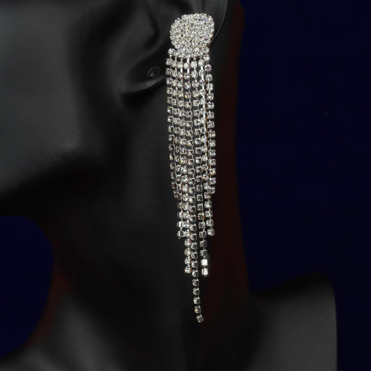 Long Hanging Rhinestone Earrings