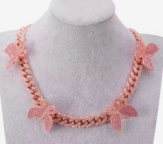 Rhinestone Butterfly Chokar