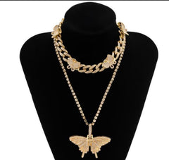 Rhinestone Butterfly Necklace