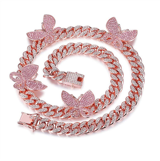 Rhinestone Butterfly Necklace