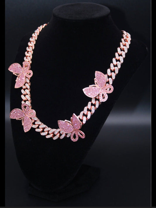 Rhinestone Butterfly Necklace