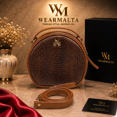 WM  Mocha Croc  Linda D Bag  (Leather Bag)