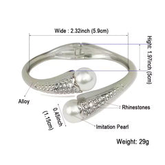 Bracelet manchette en alliage avec strass, bracelet jonc fantaisie.