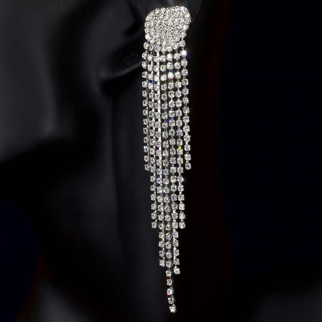 Long Hanging Rhinestone Earrings