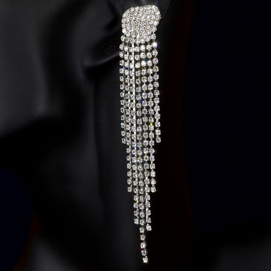 Long Hanging Rhinestone Earrings