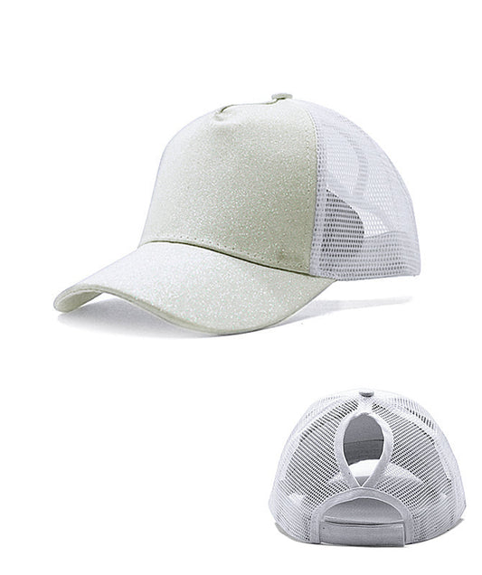 Glitter Ponytail Baseball Cap With Women Snapback Summer Mesh Hat