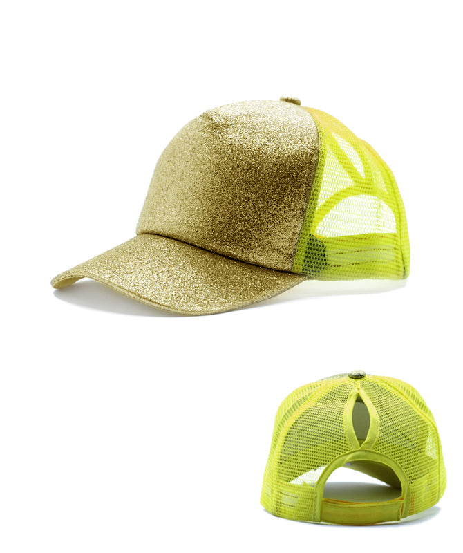 Glitter Ponytail Baseball Cap With Women Snapback Summer Mesh Hat