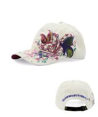 Butterflies Flower Embroidery Cap Girl