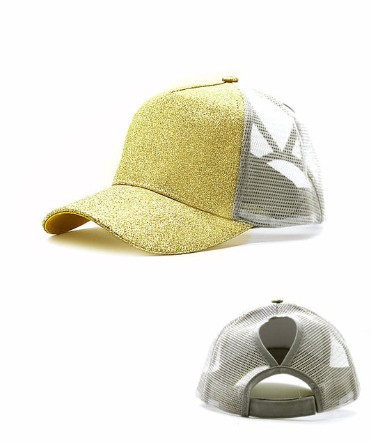 Glitter Ponytail Baseball Cap With Women Snapback Summer Mesh Hat