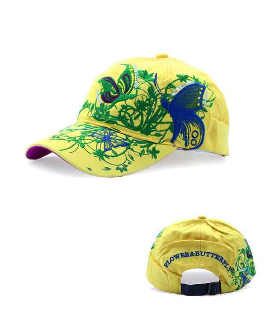 Butterflies Flower Embroidery Cap Girl