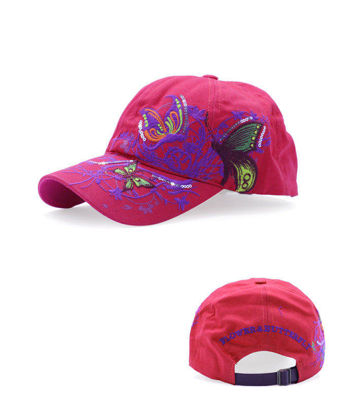 Butterflies Flower Embroidery Cap Girl